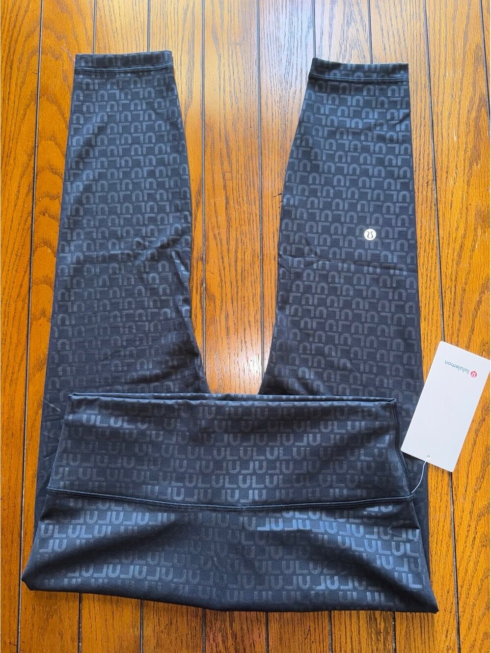 Lululemon Wunder Train No Line High Rise 25” Lulu Stack Emboss Black Size 12 NWT